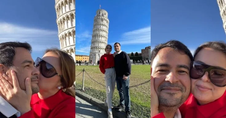 Piza qülləsinin altında həyat yoldaşı üçün mahnı oxudu Video