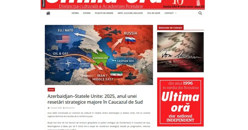 Rumıniya nəşri: 2025 ci il Azərbaycan ABŞ münasibətlərində keyfiyyətcə yeni mərhələnin başlanğıcıdır