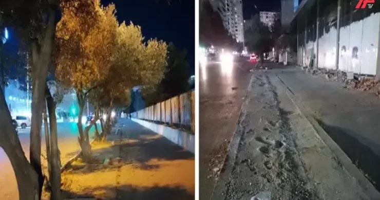 Xırdalanda sağlam ağacları kəsib, yerini sürətlə betonladılar VİDEO
