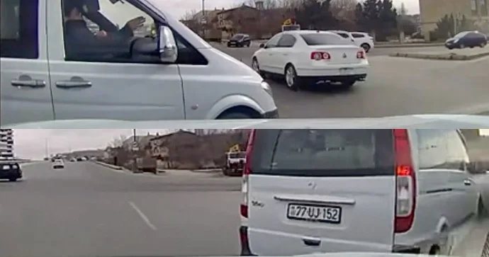 Başı söhbətə qarışan sürücü yolayrıcına necə gəldi girərək təhlükə yaratdı VİDEO