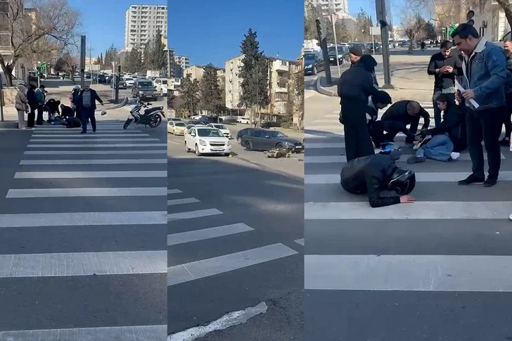 Шокирующее ДТП в Баку: девушка пассажир мопеда пострадала в столкновении