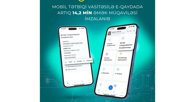 “E sosial” mobil tətbiqi vasitəsilə elektron qaydada 14,2 min əmək müqaviləsi imzalanıb