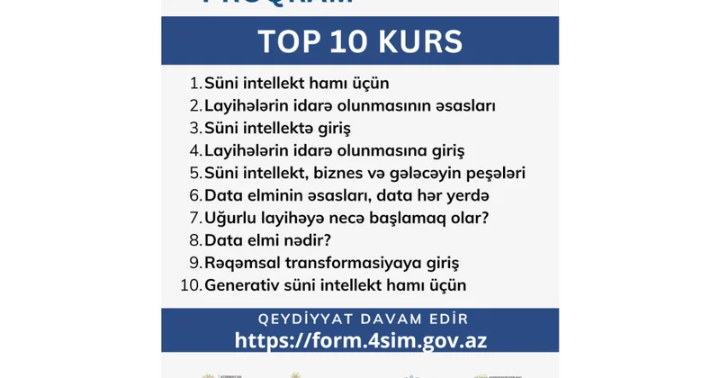 “Milli Proqram” çərçivəsində vətəndaşlar daha çox süni intellekt və data elmi sahələrinə aid təlimləri seçiblər
