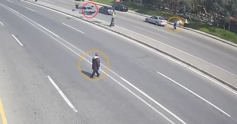 Yolu keçərkən baş verən qəzanın görüntüləri