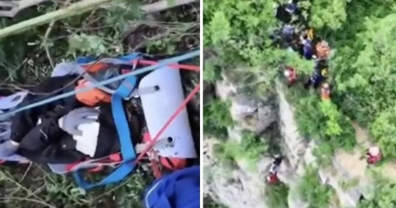 Uçurumun kənarında möcüzə: Ağac budağı turisti ölümdən qurtardı VİDEO