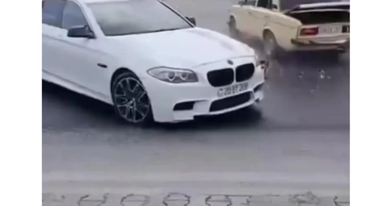 Yağ yola töküldü, avtomobillər bir birinə ÇIPILDI VİDEO