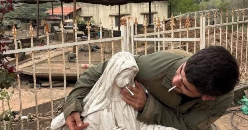 Hərbçidən Məryəm Ananın heykəlinə hörmətsizlik