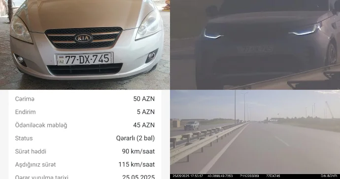 Land Rover radara düşdü; cərimə “KIA” sürücüsünə göndərildi FOTOLAR