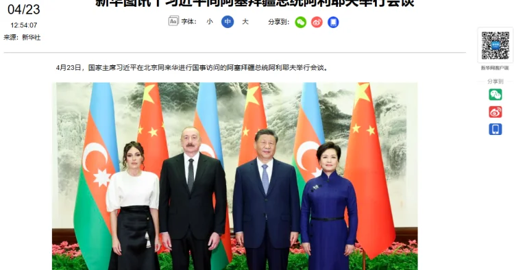 Çin mediası Azərbaycan Prezidentinin dövlət səfərinə geniş yer ayırıb