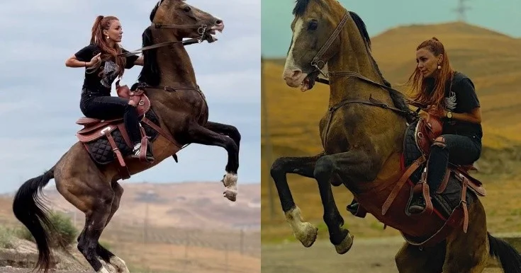 Renkadan at belində maraqlı Fotolar