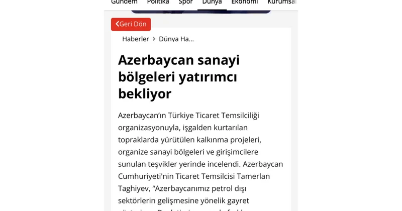 DHA: Azərbaycanın sənaye zonaları investorları gözləyir