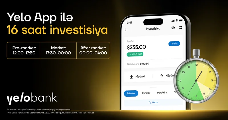 Yelo Invest də limit sifarişi funksiyası aktiv oldu