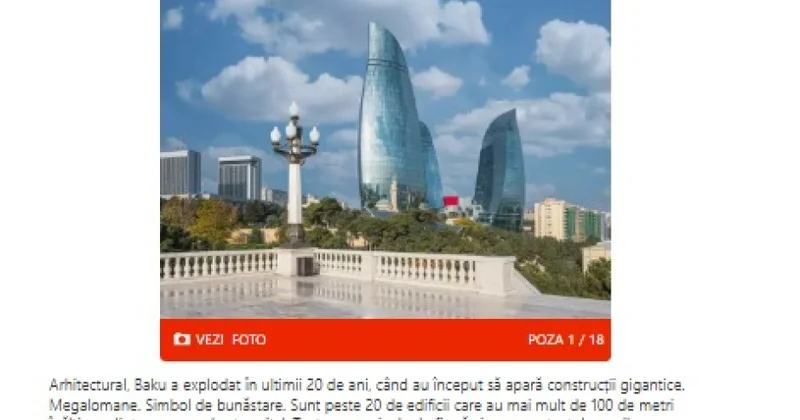 Rumıniya nəşri : Azərbaycan cazibədar memarlıq və təhlükəsiz şəhər mühiti