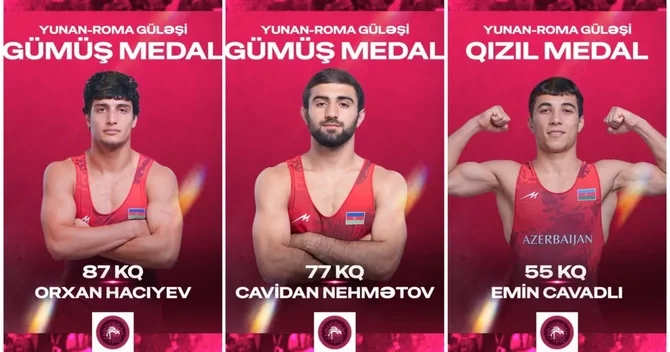Azərbaycan güləşçiləri Avropa çempionatına 1 qızıl, 2 gümüş medalla başlayıblar