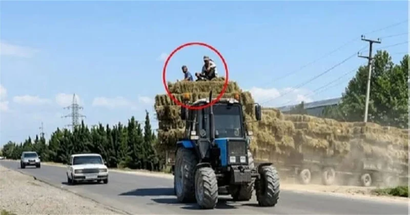 На водителя трактора с восемью прицепами составили протокол ВИДЕО