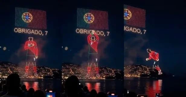 Ronaldonun şərəfinə doğma şəhərində möhtəşəm dron şousu VİDEO