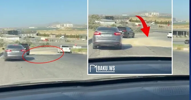 Bakı Dairəvi yolundakı çökəklik avtomobillərə ziyan vurur ŞİKAYƏT