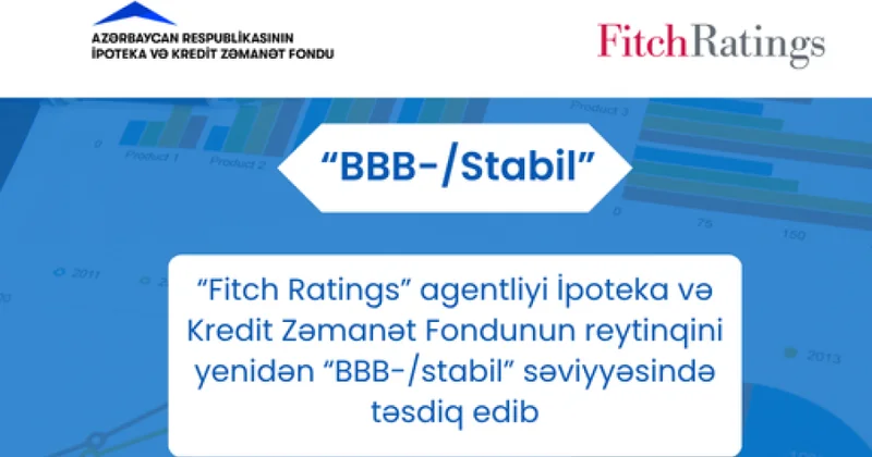 “Fitch Ratings” agentliyi İpoteka və Kredit Zəmanət Fondunun reytinqini yenidən “BBB /stabil” səviyyəsində təsdiqləyib