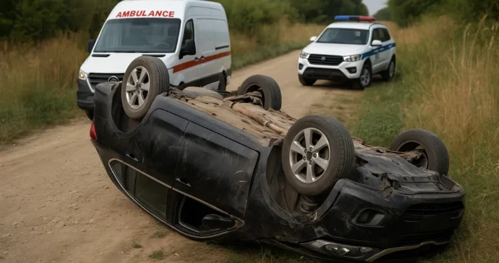 В Агдаше перевернулся автомобиль: водитель погиб, пассажир ранен