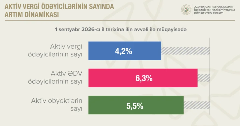 Ölkədə aktiv ƏDV ödəyicilərinin sayı 6,3 faiz artıb