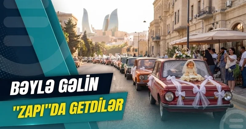 Bakıda keçmişə səyahət: Klassik avtomobillərdən ibarət toy karvanı VİDEO