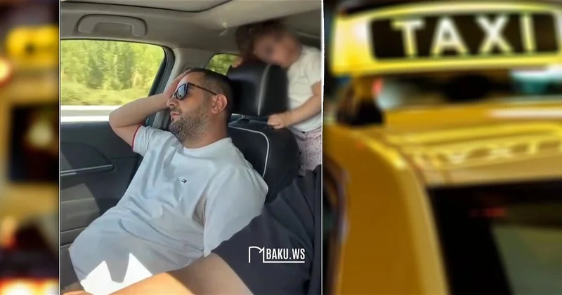 В Азербайджане водитель такси передал руль пассажиру туристу и заснул ВИДЕО