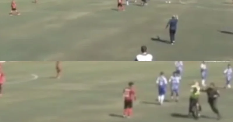 İranda futbol matçında oyunçulardan birinin anası meydançaya qaçıb hakimin sifətinə zərbə endirdi
