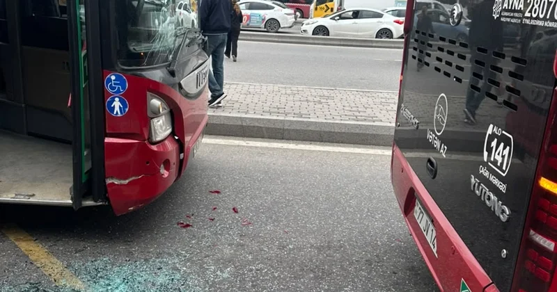 Qara Qarayev metrostansuyasının qarşısında avtobuslar toqquşub