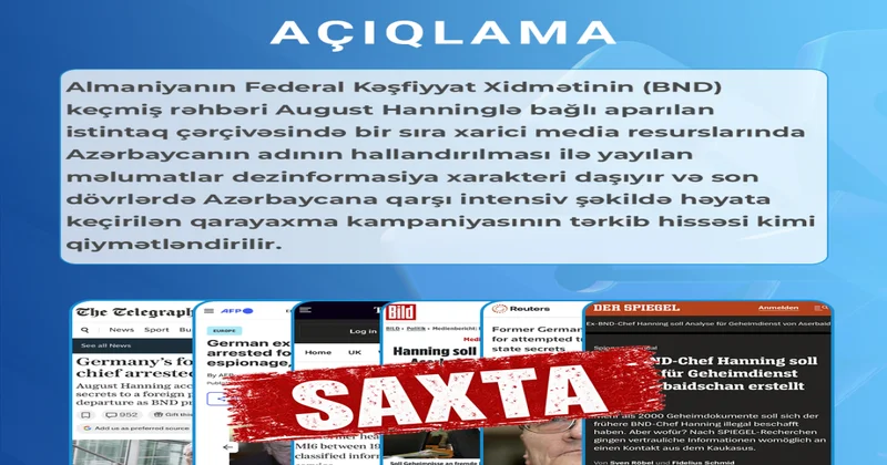 Media və Yayım Şurası: Almaniya kəşfiyyatının keçmiş rəhbəri ilə bağlı Azərbaycanın adının hallandırılması dezinformasiyadır