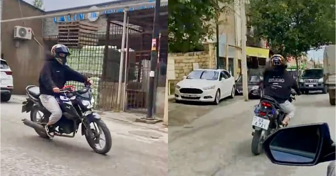 Xırdalanda motosikletlə “şou” göstərən qadın sürücü 99 A 721 VİDEO