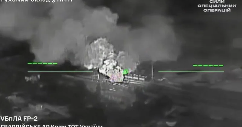 Krımda rusların neft anbarları vurulub VİDEO