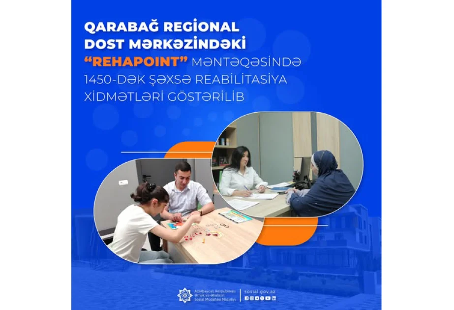 Bərdədəki “RehaPoint” məntəqəsində əlilliyi olan 1450dək şəxsə reabilitasiya xidmətləri göstərilib AZƏRTAC