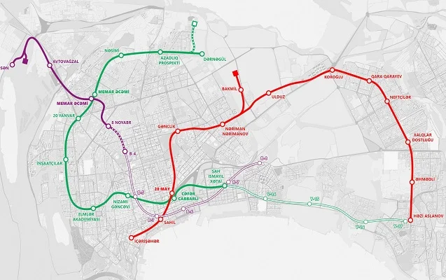 Şad xəbər: Yeni tikiləcək 10 metro stansiyası burada Sxem