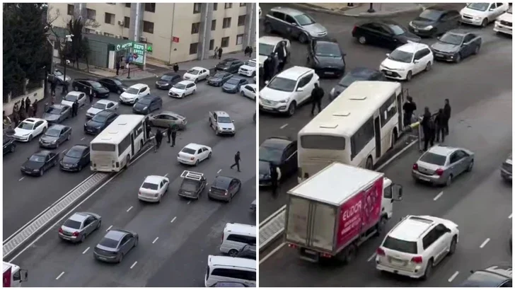 Пассажирский автобус врезался в фонарный столб в центре Баку Новости Азербайджана