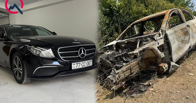 5 ilin “Mercedes”i yanıb kül oldu, sahibi şikayətçidir Fotolar+Video