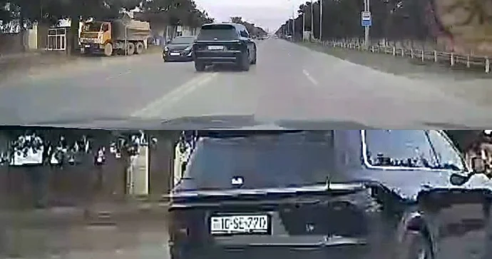 Sürətlə əks yola çıxan “Li” sürücüsü qəzadan son anda yayındı VİDEO