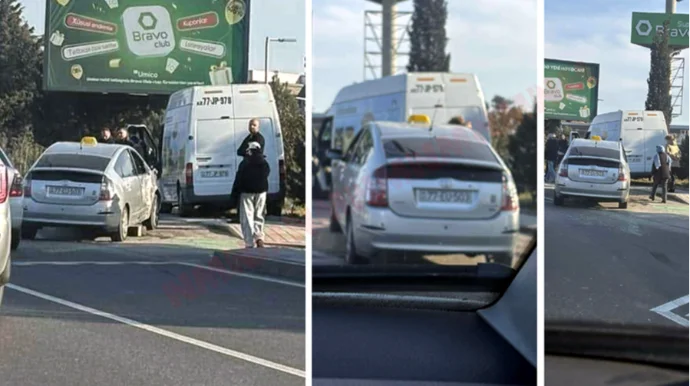 Bakıda “Ford” və “Prius” TOQQUŞDU: Hər iki maşın səkiyə dırmaşdı FOTO