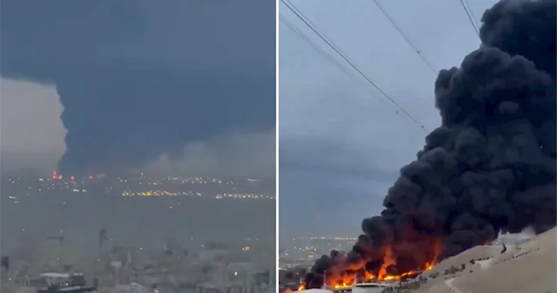 İranın bombalanan neft emalı zavodları hələ yanır Video