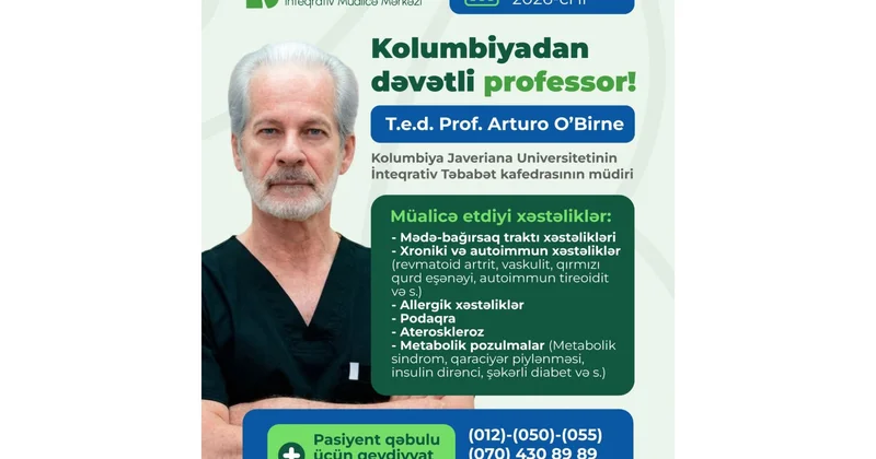 Professor Arturo O`Birne Bioloji Təbabət Mərkəzində Qeydiyyata tələsin!