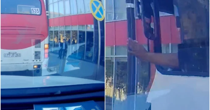 Nişanının yanında dayanıb yolu kəsdi, üstəlik əliylə xoşagəlməz hərəkətlər etdi VİDEO