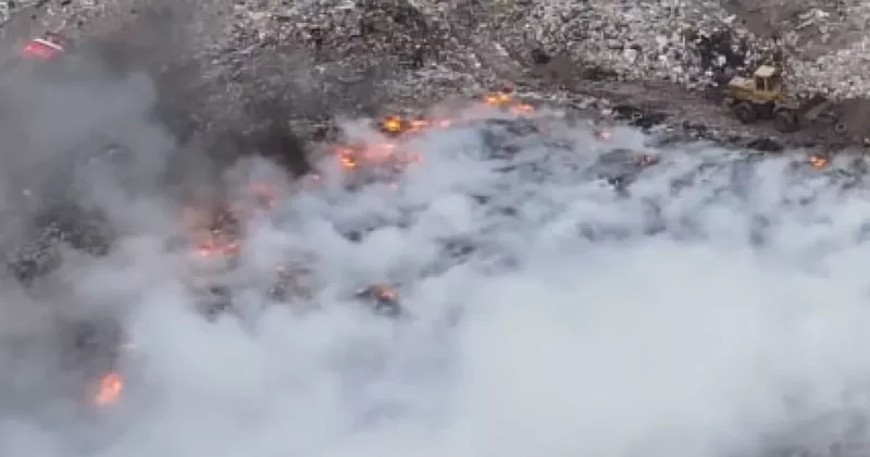 Жители города в Казахстане жалуются на смог и едкий запах гари из за пожара на полигоне