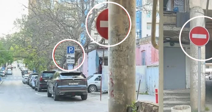 Azadlıq prospektindəki nişan sürücüləri çaşdırdı: Giriş qadağandır, yoxsa?.. FOTO