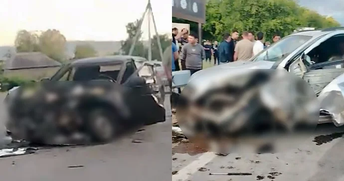 Oğuzda iki avtomobil toqquşdu, bir nəfər xəsarət aldı VİDEO