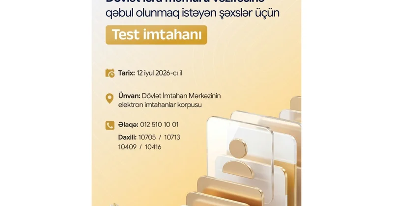 Dövlət icra məmuru vəzifəsinə qəbul olunmaq istəyənlər üçün test imtahanının vaxtı açıqlanıb