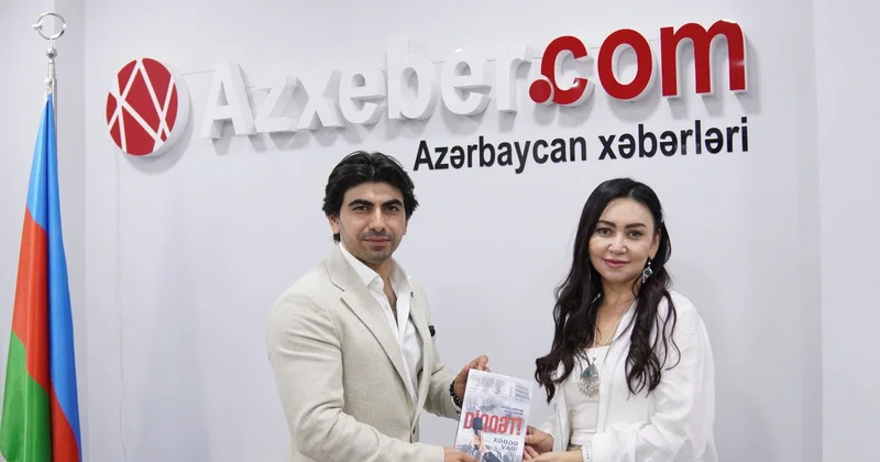 Qazaxıstanın tanınmış media holdinqinin rəhbəri “Azxeber”i ziyarət etdi FOTOLAR