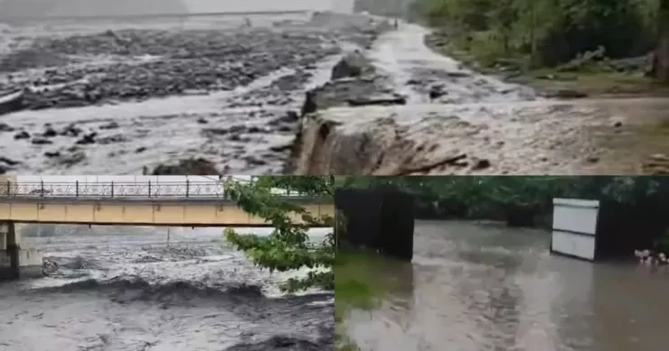 Zaqatalada içməli su xəttini sel apardı Evləri su basdı VİDEO