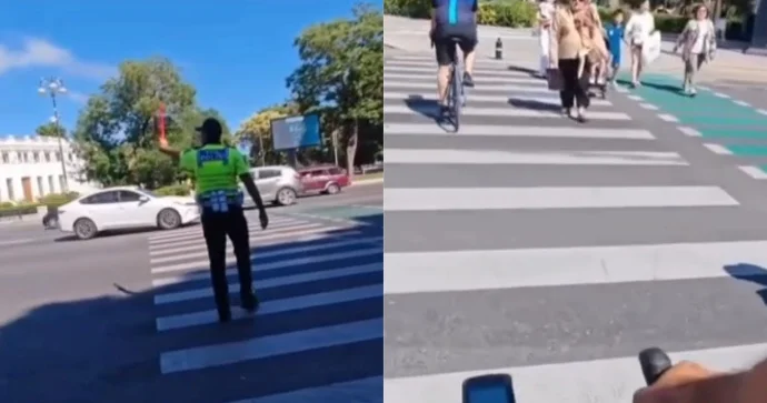 Təhlükə ilə üzləşən velosipedçilər yol polisindən kömək istədi VİDEO