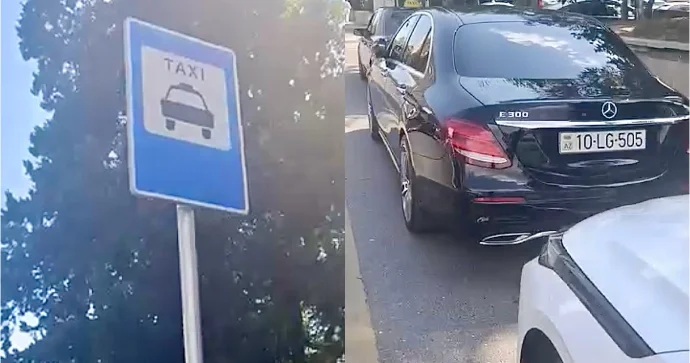 Taksi dayanacağını zəbt edən sürücü mübahisə də etdi VİDEO