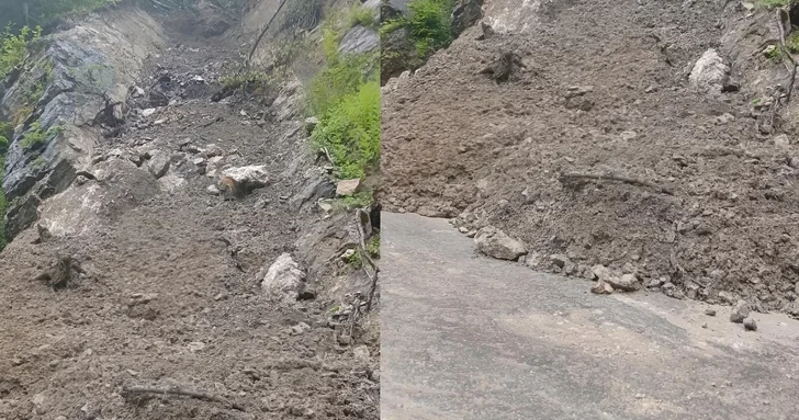 На дороге Губа Хыналыг вновь произошел оползень