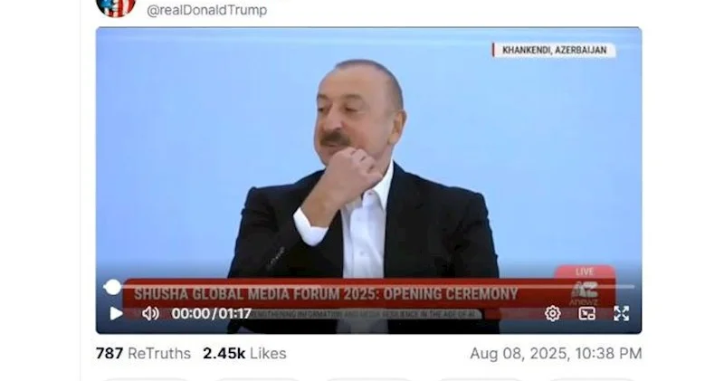 Tramp yenidən İlham Əliyevin çıxışını paylaşdı